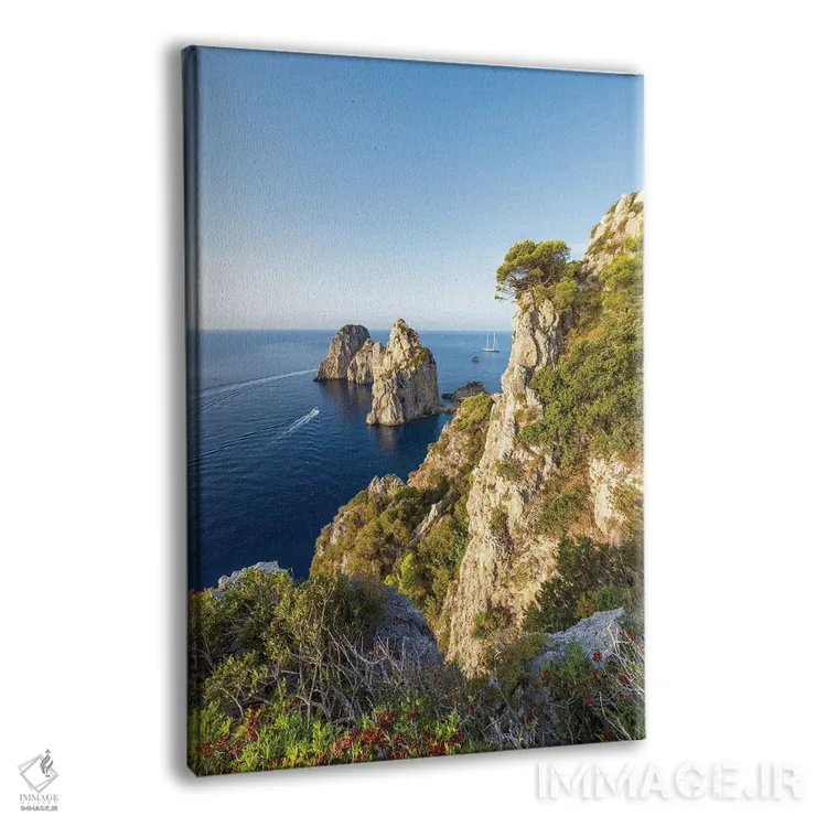 تابلو دکوراتیو Capri Island, Italy,صخره های فاراگلیونی، جزیره کاپری، ایتالیا اثر یان بکه - نمای پرسپکتیو محصول
