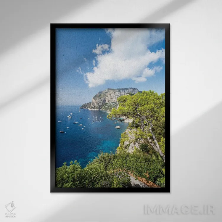 تابلو دکوراتیو Capri Island, Italy,بلودره تراگارا در تابستان، جزیره کاپری، ایت… اثر یان بکه - نمای قابدار مشکی