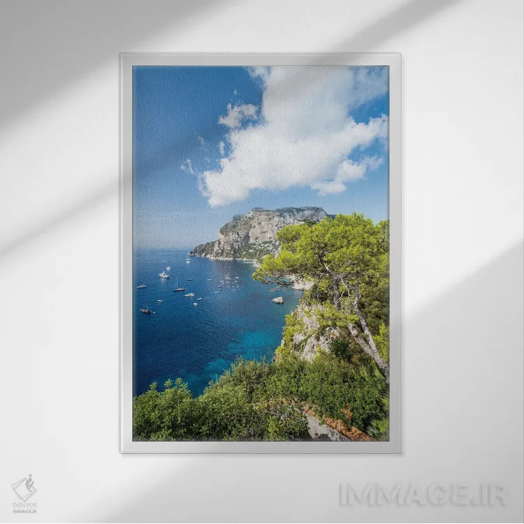 تابلو دکوراتیو Capri Island, Italy,بلودره تراگارا در تابستان، جزیره کاپری، ایت… اثر یان بکه - نمای قابدار سفید