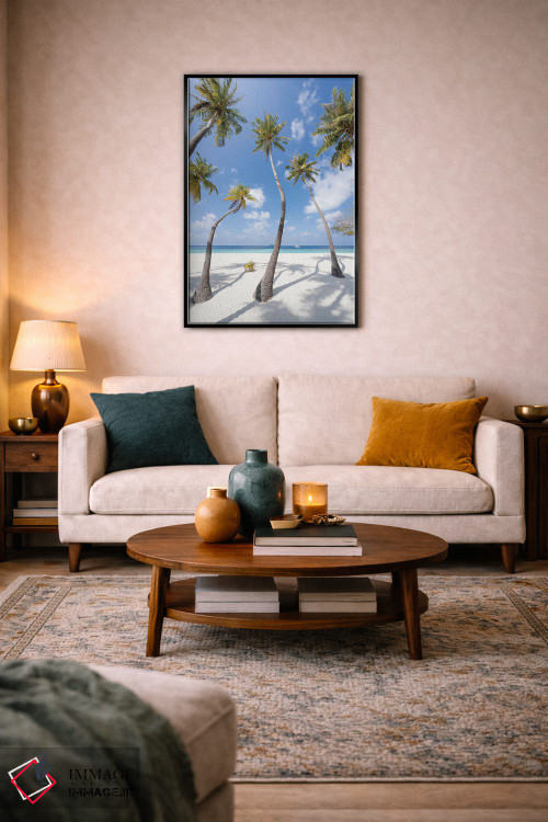 تابلو دکوراتیو Maldives,درختان نخل در ساحل، مالدیو اثر یان بکه - D4B