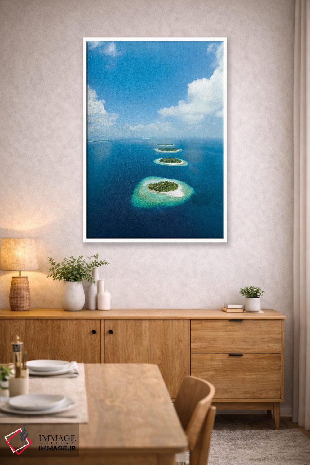 تابلو دکوراتیو نمای هوایی از آتول با در مالدیو اثر یان بکه - D4W