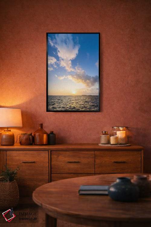 تابلو دکوراتیو ابرهای دراماتیک هنگام غروب خورشید در مالدیو اثر یان بکه - D5B