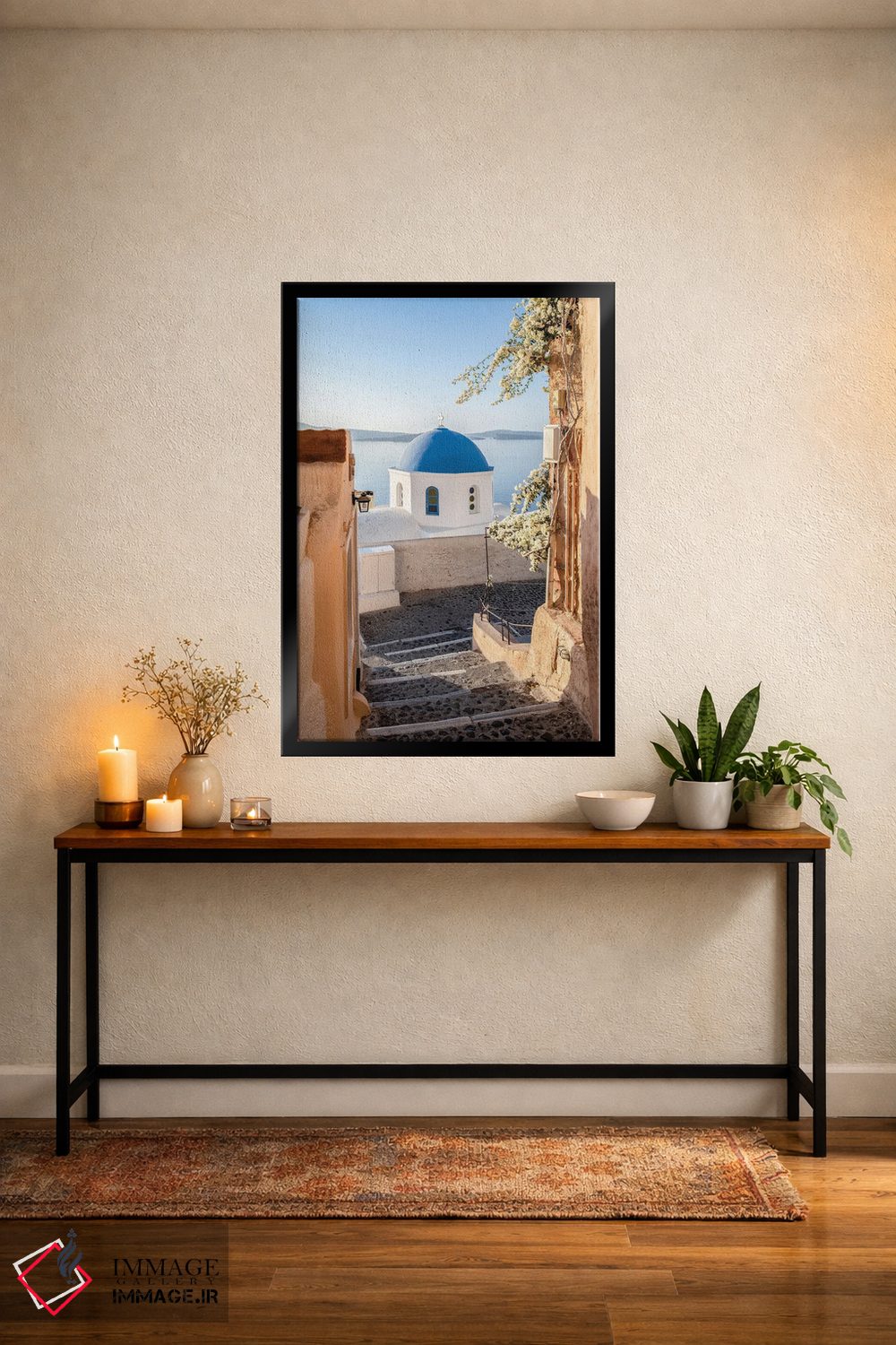 تابلو دکوراتیو Greece,کلیسای گنبد آبی در اویا، سانتورینی، یونان اثر یان بکه - D5B