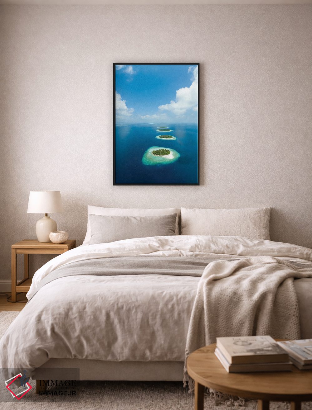 تابلو دکوراتیو نمای هوایی از آتول با در مالدیو اثر یان بکه - D6B