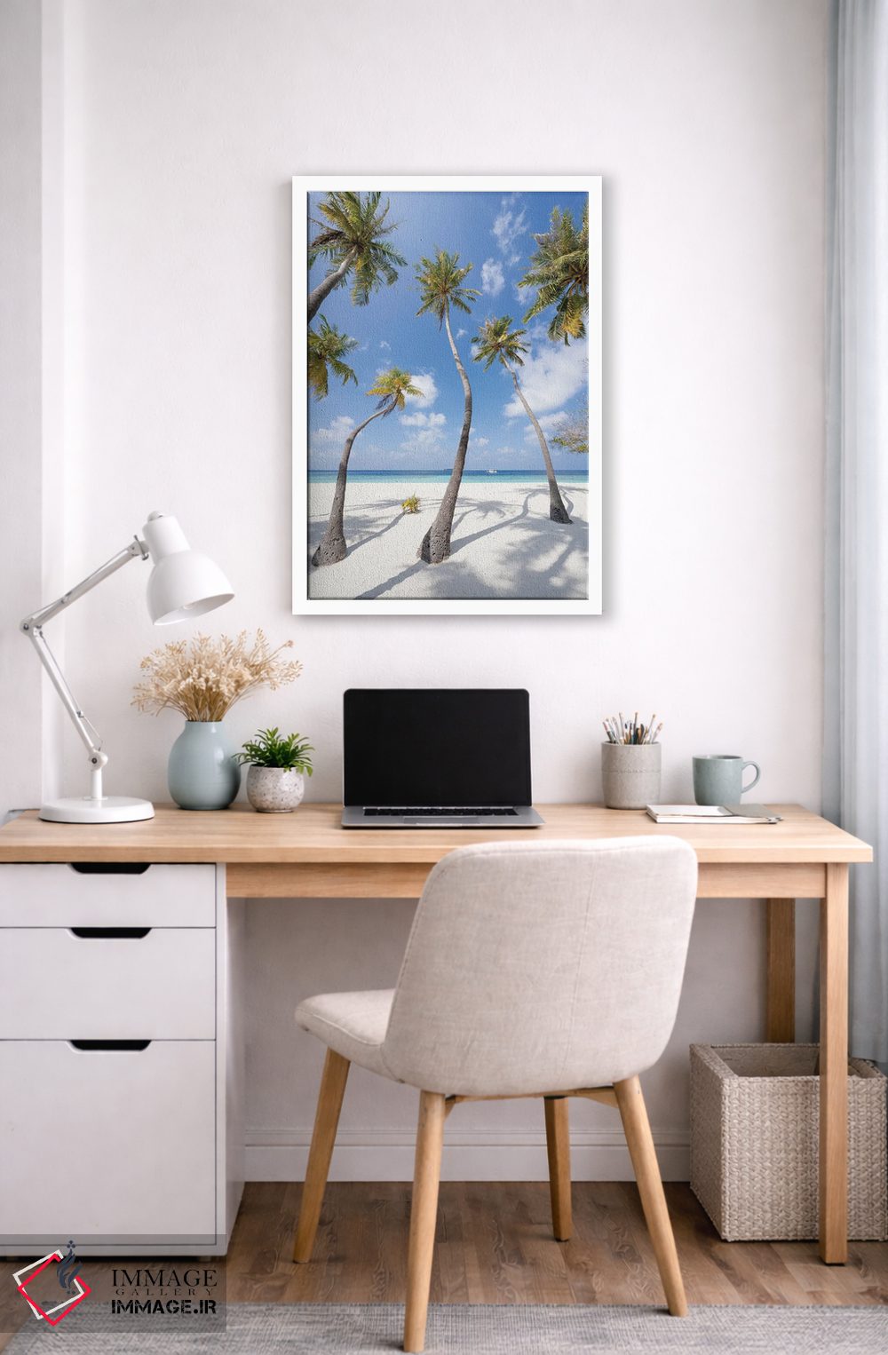 تابلو دکوراتیو Maldives,درختان نخل در ساحل، مالدیو اثر یان بکه - D6W