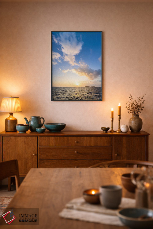 تابلو دکوراتیو ابرهای دراماتیک هنگام غروب خورشید در مالدیو اثر یان بکه - D6B