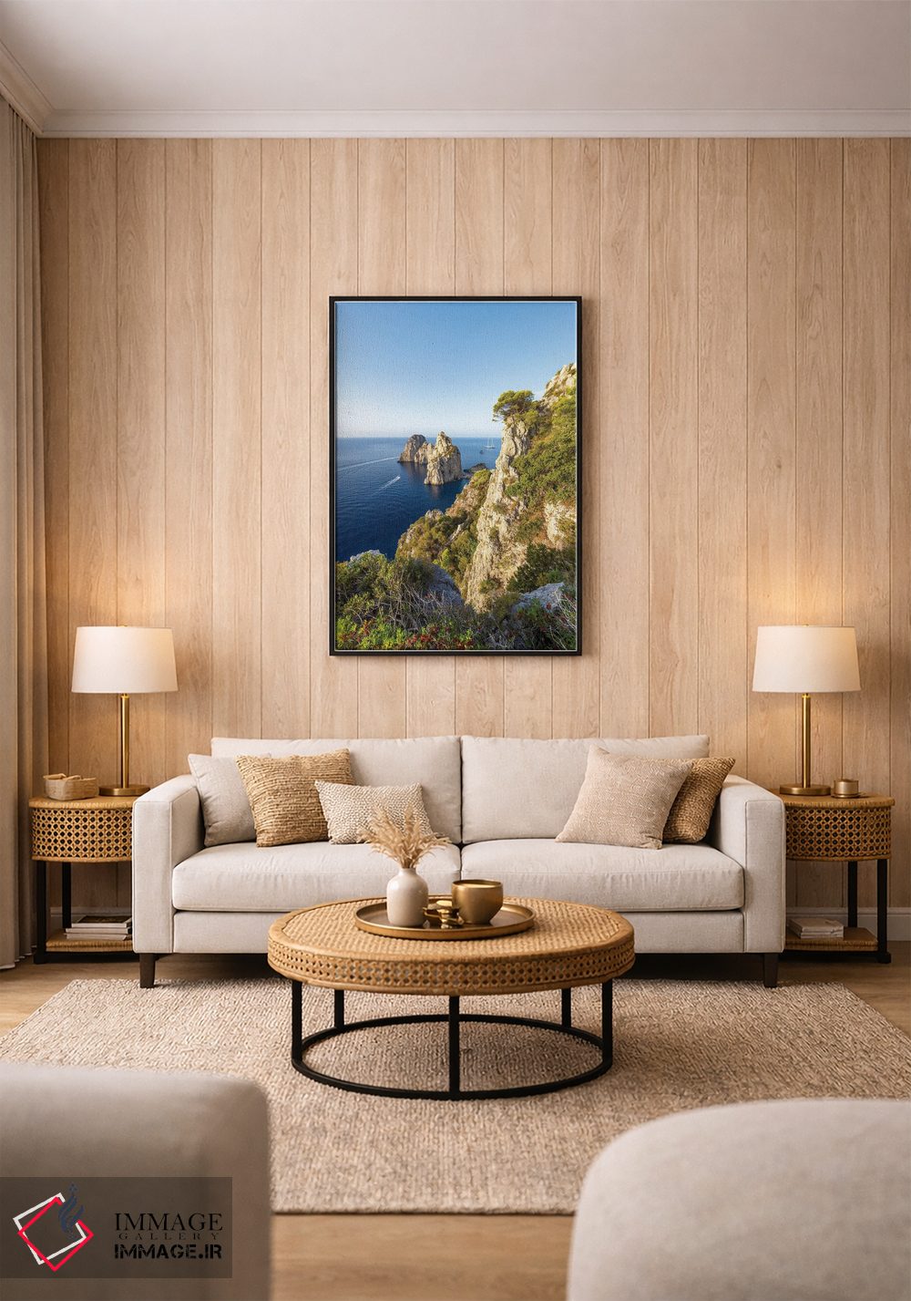 تابلو دکوراتیو Capri Island, Italy,صخره های فاراگلیونی، جزیره کاپری، ایتالیا اثر یان بکه - D1B