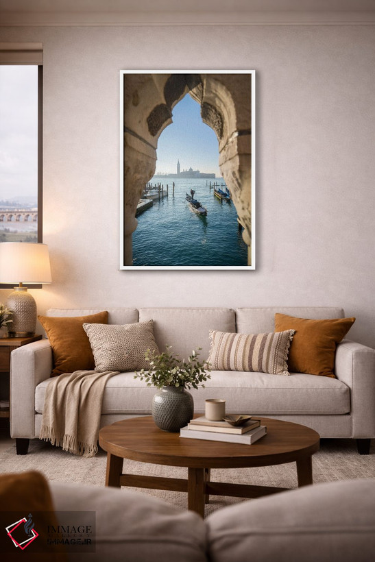 تابلو دکوراتیو Venice, Italy,جزیره سن جورجو ماجوره و گوندولا دیده شده از پل آه… اثر یان بکه - D2W