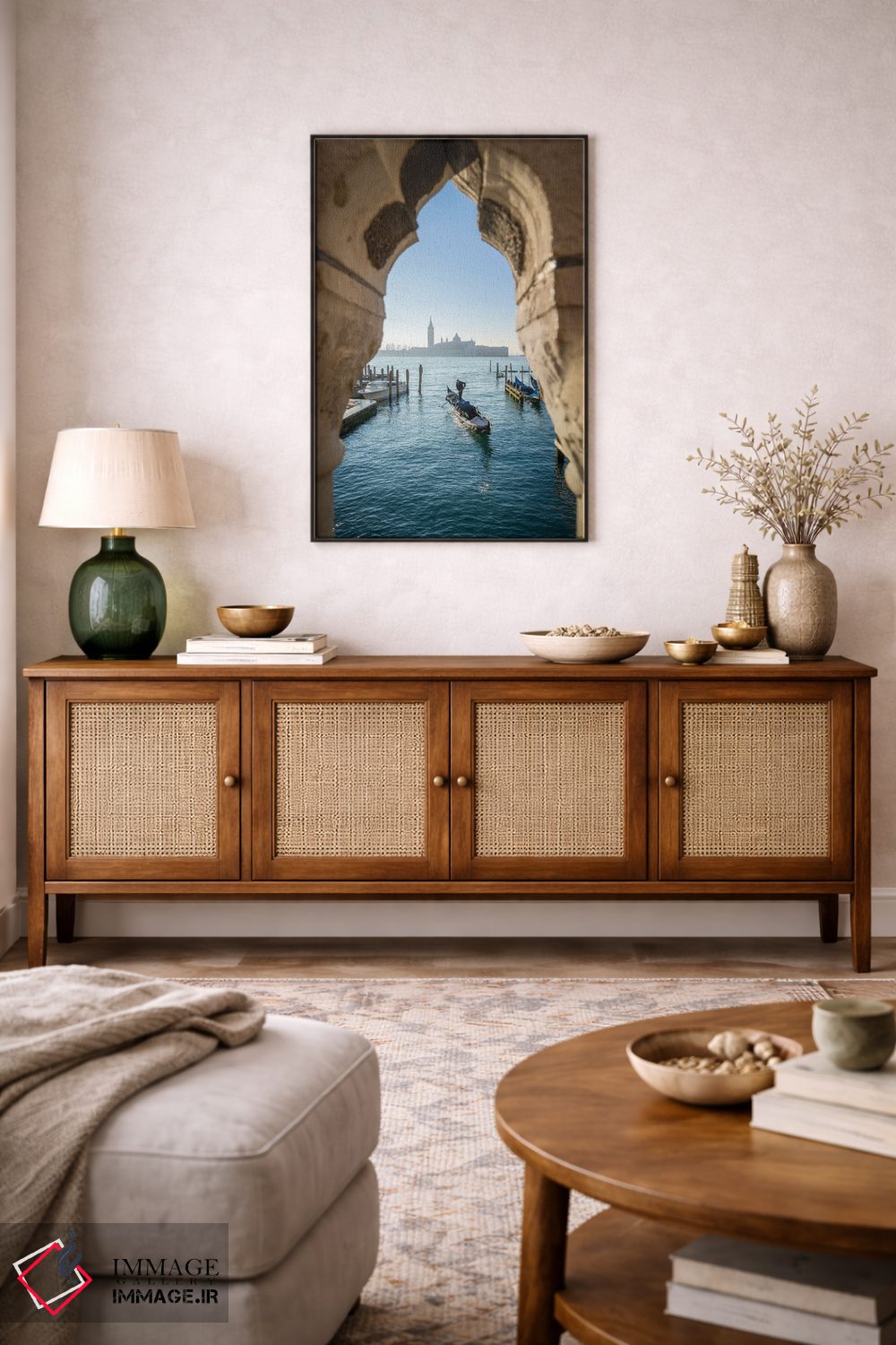 تابلو دکوراتیو Venice, Italy,جزیره سن جورجو ماجوره و گوندولا دیده شده از پل آه… اثر یان بکه - D3B