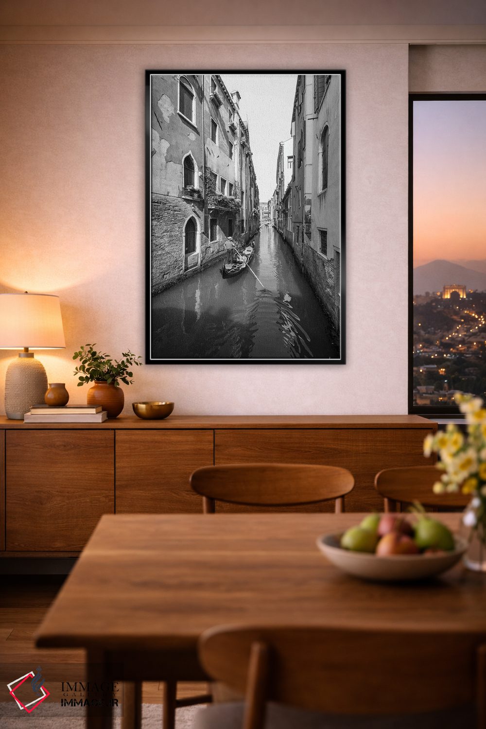 تابلو دکوراتیو Italy,سواری گوندولا در یک کانال ونیز، ایتالیا اثر یان بکه - D3B