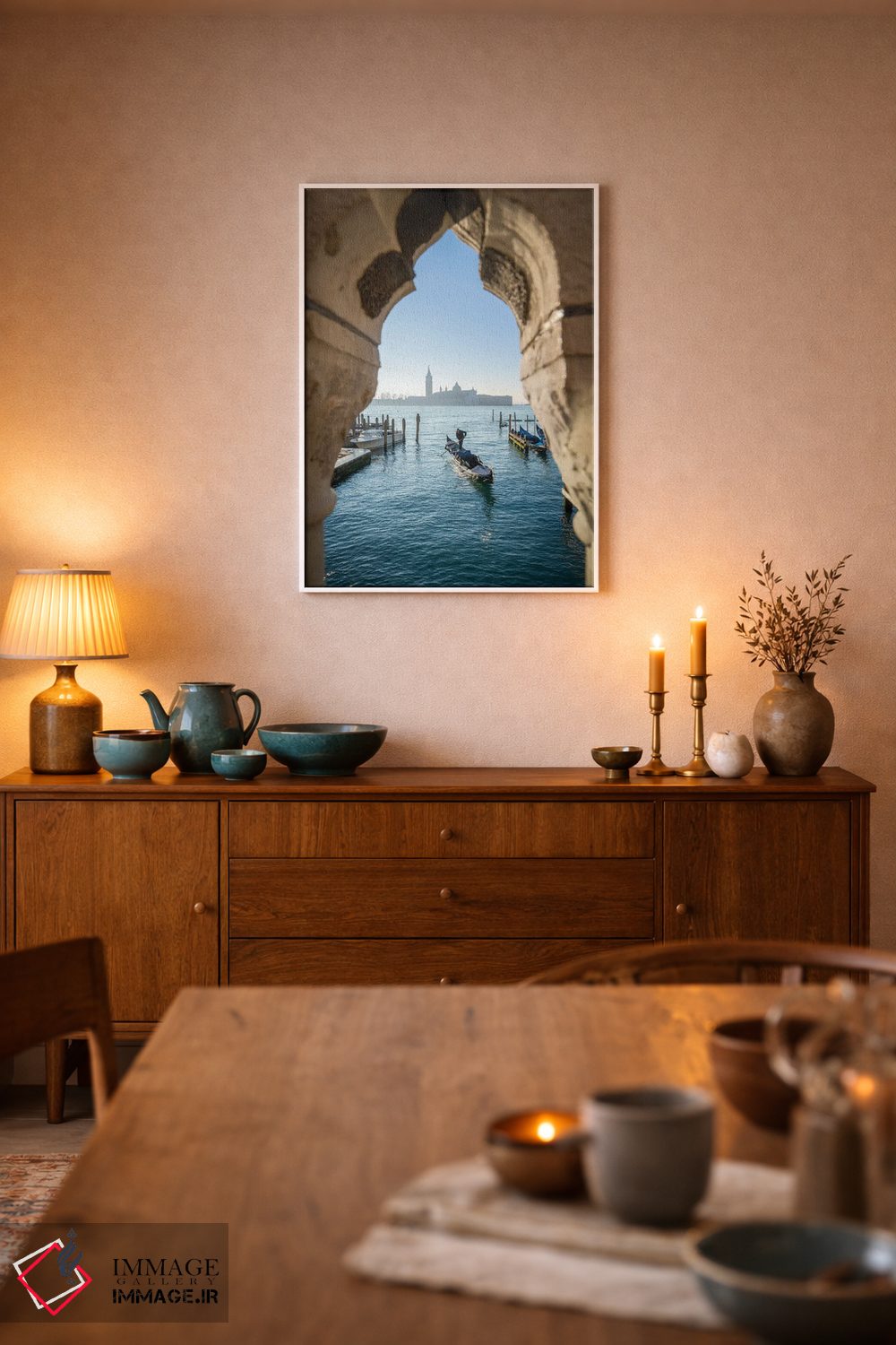 تابلو دکوراتیو Venice, Italy,جزیره سن جورجو ماجوره و گوندولا دیده شده از پل آه… اثر یان بکه - D4W