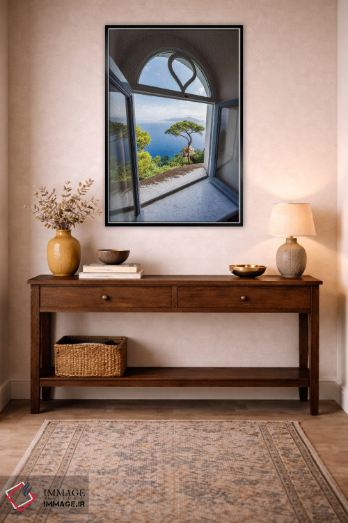 تابلو دکوراتیو Villa Lysis, Capri Island, Italy,پنجره ای با منظره باغ، ویلا لا… اثر یان بکه - D5B