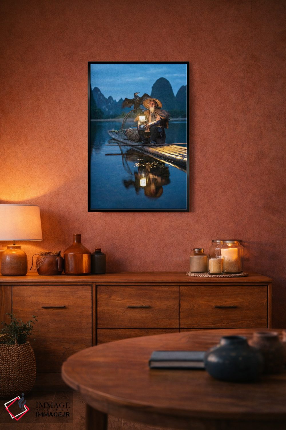 تابلو دکوراتیو Guilin,ماهیگیر کوموران چینی، گویلین اثر یان بکه - D5B