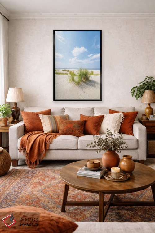 تابلو دکوراتیو روز آفتابی در ساحل تپه شنی اثر یان بکه - D3B