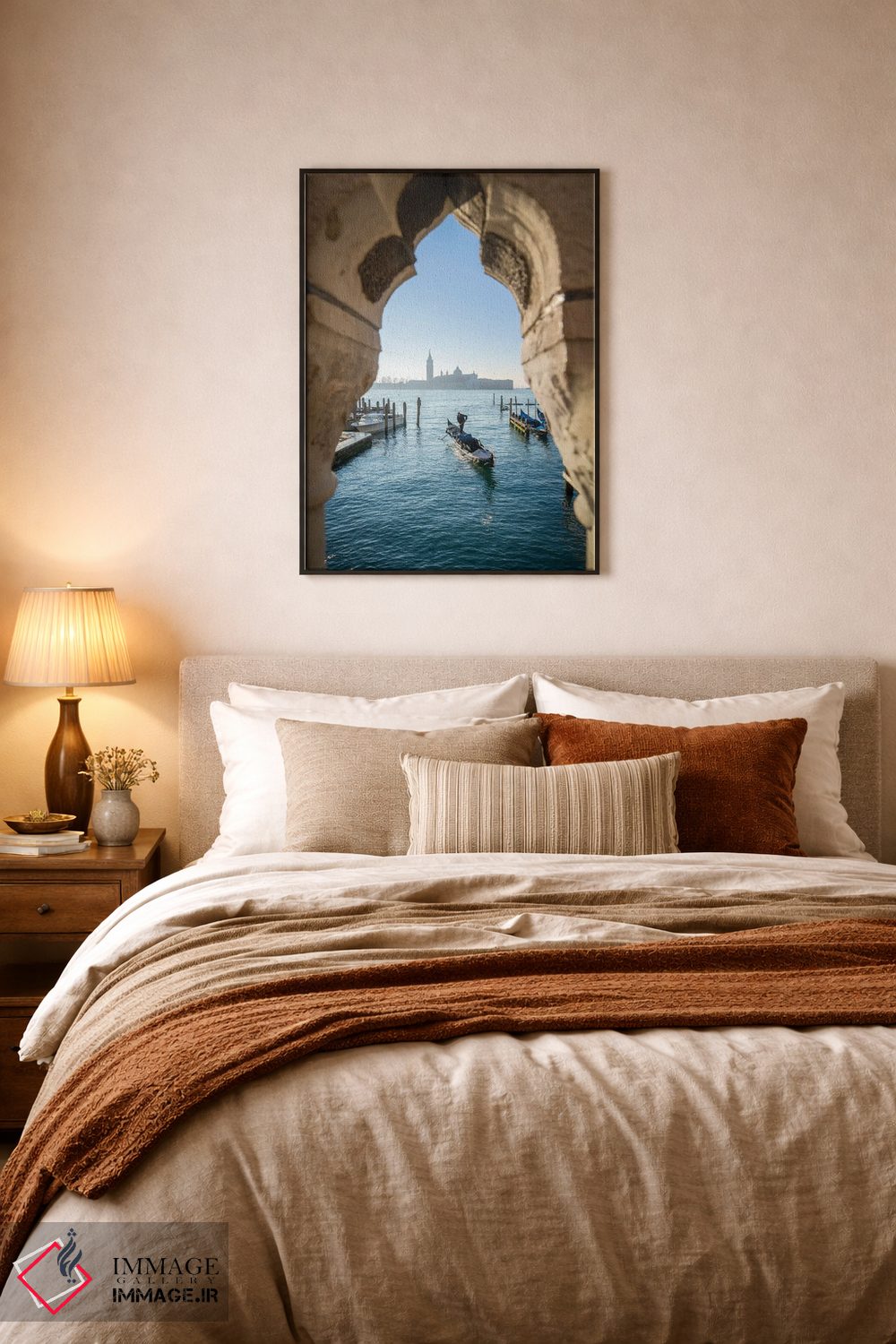 تابلو دکوراتیو Venice, Italy,جزیره سن جورجو ماجوره و گوندولا دیده شده از پل آه… اثر یان بکه - D5B