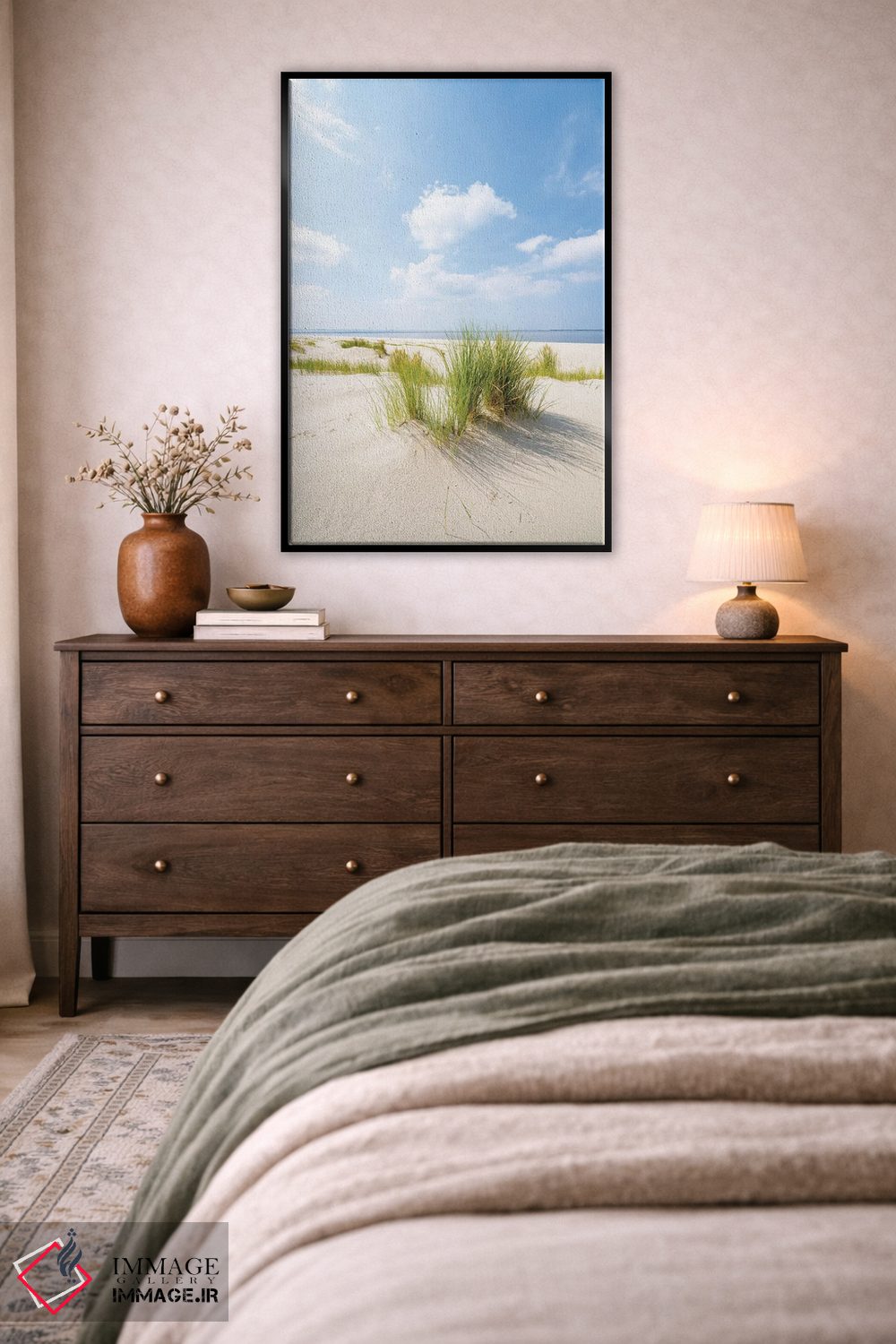 تابلو دکوراتیو روز آفتابی در ساحل تپه شنی اثر یان بکه - D4B