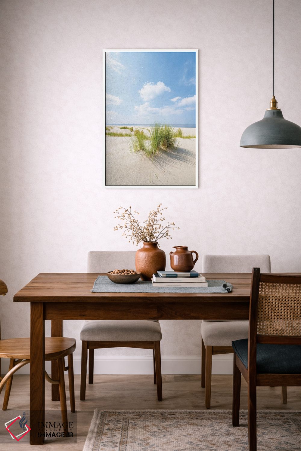 تابلو دکوراتیو روز آفتابی در ساحل تپه شنی اثر یان بکه - D6W