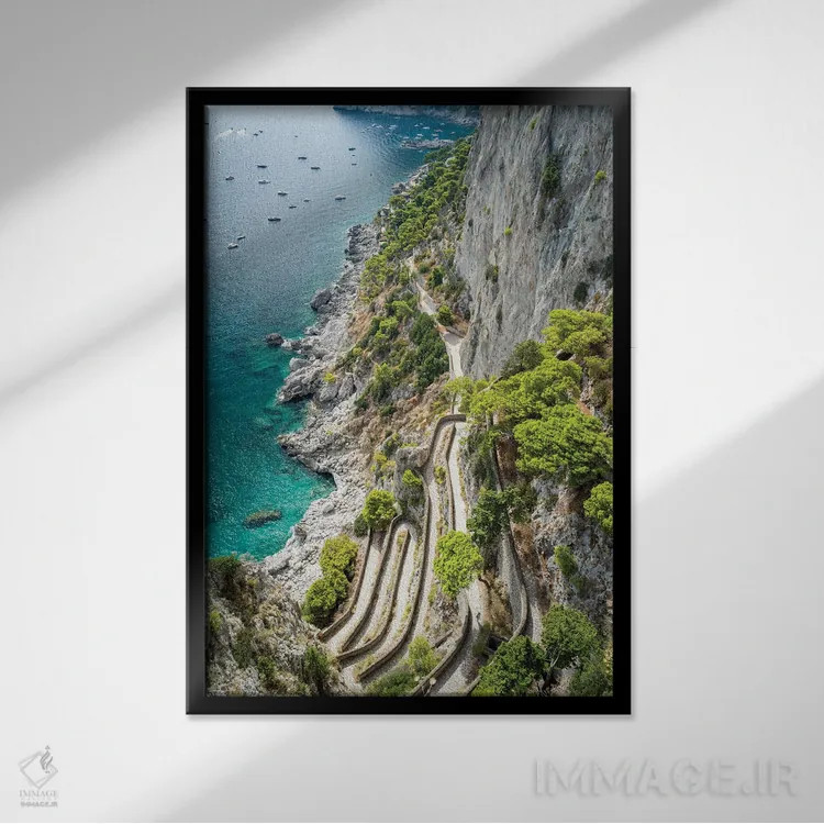 تابلو دکوراتیو Capri Island, Italy,مسیر تاریخی پیاده روی ویا کروپ، جزیره کاپری… اثر یان بکه - نمای قابدار مشکی