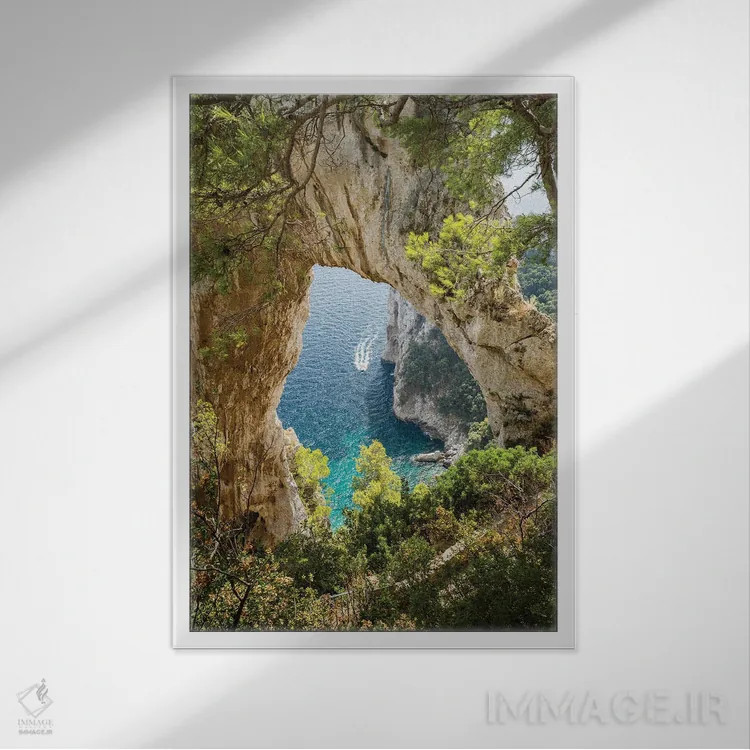 تابلو دکوراتیو Italy,طاق طبیعی در جزیره کاپری، ایتالیا اثر یان بکه - نمای قابدار سفید