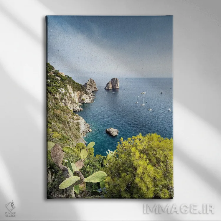 تابلو دکوراتیو Capri Island, Italy,صخره های فاراگلیونی از باغ های آگوستوس، جزی… اثر یان بکه - نمای روبهرو روی دیوار