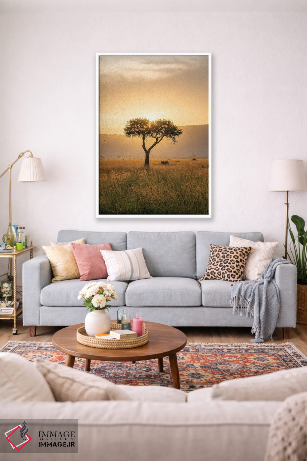 تابلو دکوراتیو Maasai Mara , Kenya, Africa,درخت آکاسیا هنگام غروب خورشید، ماسا… اثر یان بکه - D1W