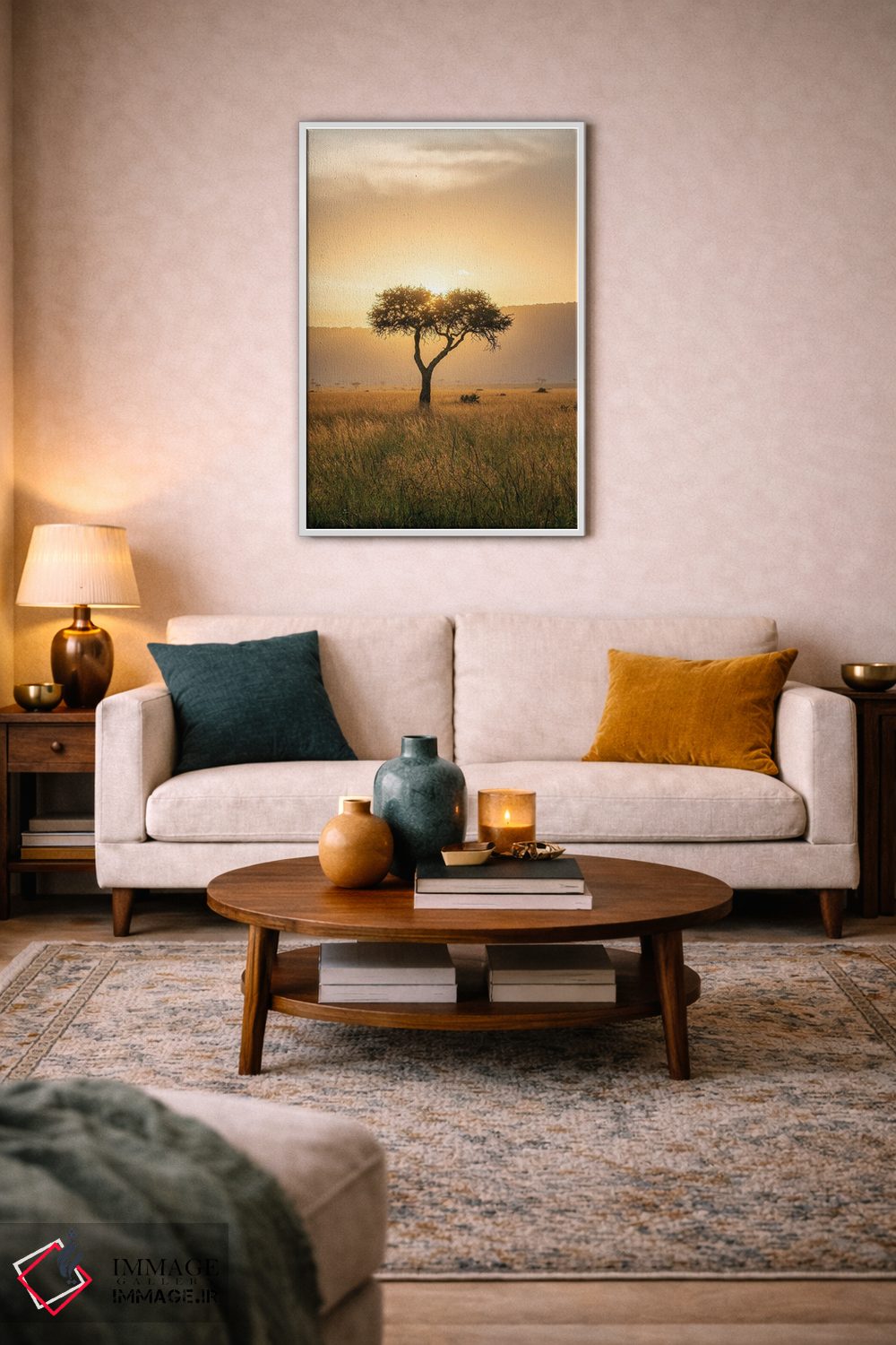 تابلو دکوراتیو Maasai Mara , Kenya, Africa,درخت آکاسیا هنگام غروب خورشید، ماسا… اثر یان بکه - D3W