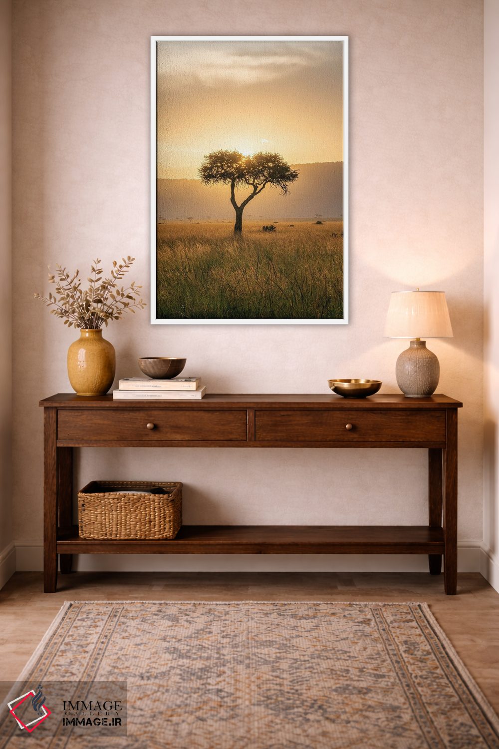 تابلو دکوراتیو Maasai Mara , Kenya, Africa,درخت آکاسیا هنگام غروب خورشید، ماسا… اثر یان بکه - D2W