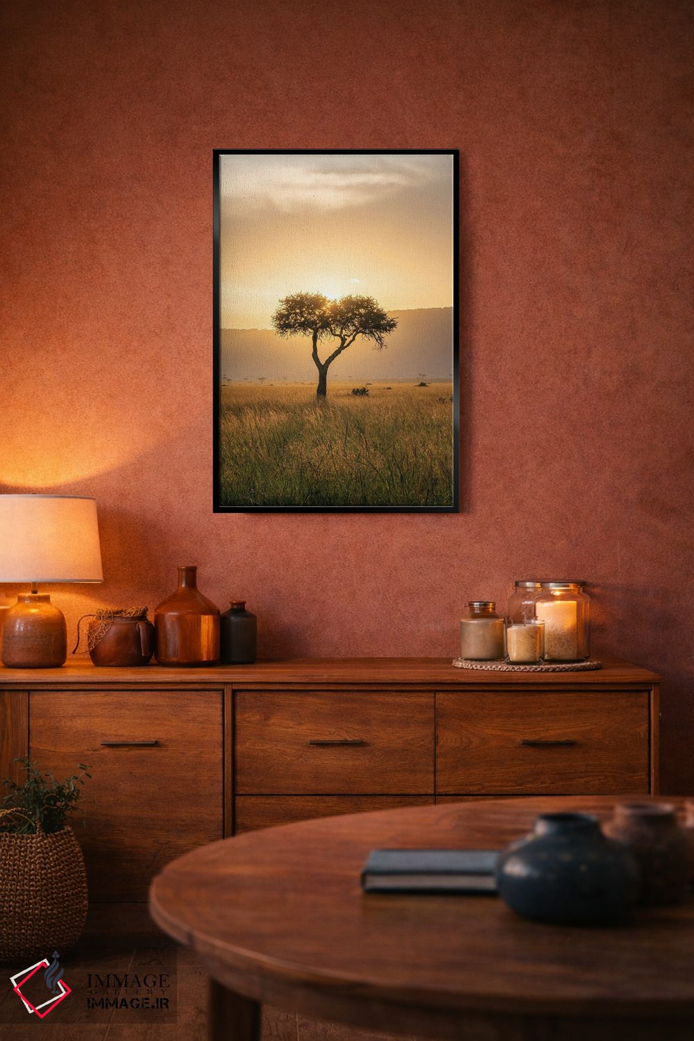 تابلو دکوراتیو Maasai Mara , Kenya, Africa,درخت آکاسیا هنگام غروب خورشید، ماسا… اثر یان بکه - D5B