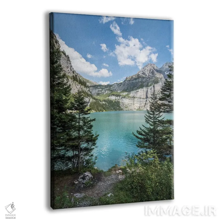 تابلو دکوراتیو دریاچه اوشینن در کوه های آلپ سوئیس اثر یان بکه - نمای پرسپکتیو محصول
