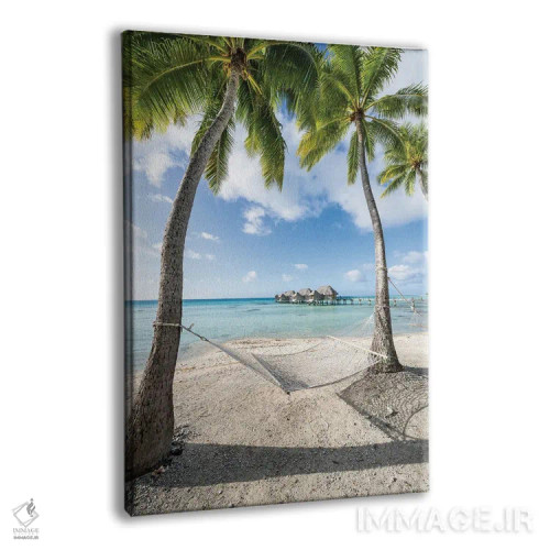 تابلو دکوراتیو تعطیلات تابستانی در تخت آویز در جزیره گرمسیری در مالدیو اثر یان بکه - نمای پرسپکتیو محصول