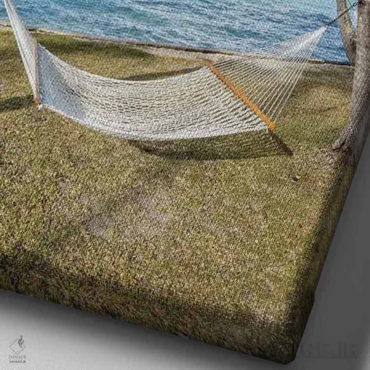 تابلو دکوراتیو تخت آویز در ساحل اثر یان بکه - نمای نزدیک بافت بوم