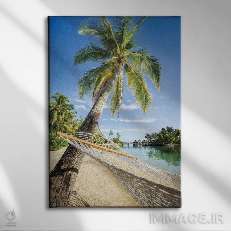 تابلو دکوراتیو French Polynesia,تعطیلات تابستانی در تخت آویز در جزیره گرمسیری… اثر یان بکه - نمای روبهرو روی دیوار