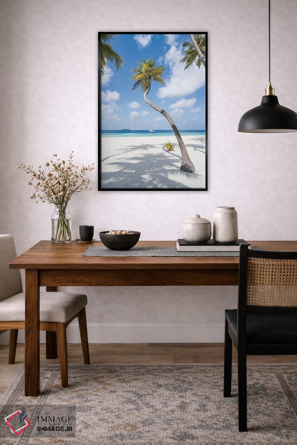 تابلو دکوراتیو Maldives,درخت نخل در ساحل، مالدیو اثر یان بکه - D4B