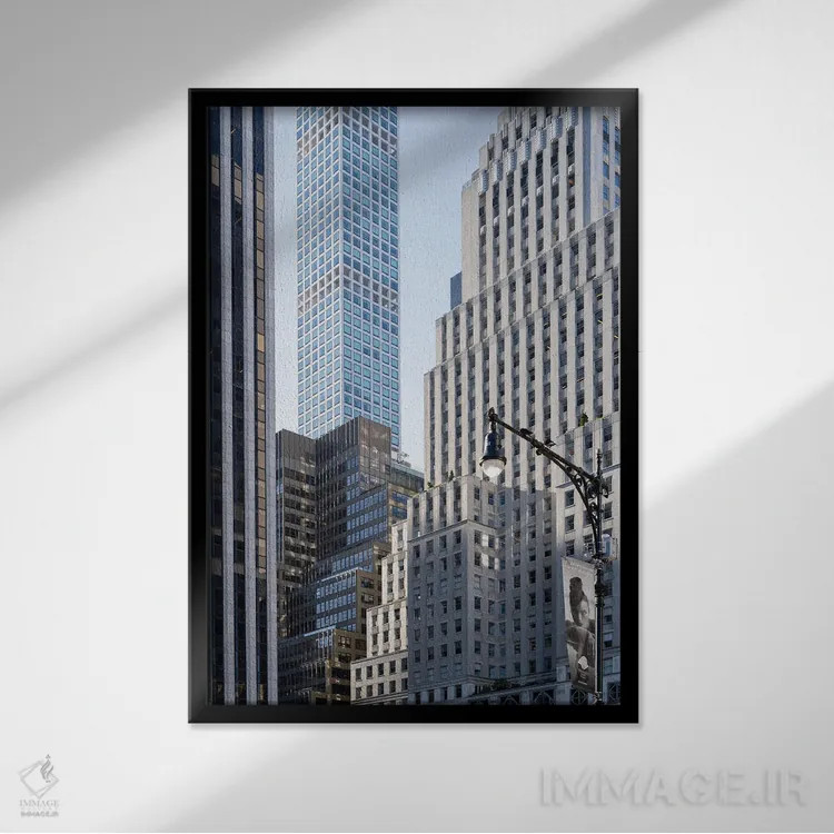 تابلو دکوراتیو New York City, USA,معماری مدرن آسمان خراش ها در میدن تاون منهتن… اثر یان بکه - نمای قابدار مشکی