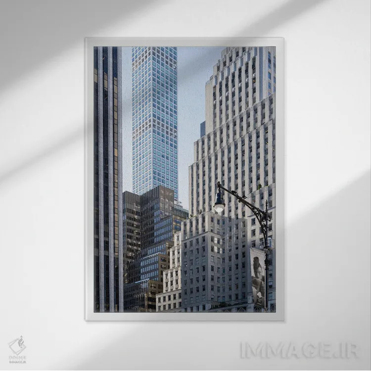 تابلو دکوراتیو New York City, USA,معماری مدرن آسمان خراش ها در میدن تاون منهتن… اثر یان بکه - نمای قابدار سفید