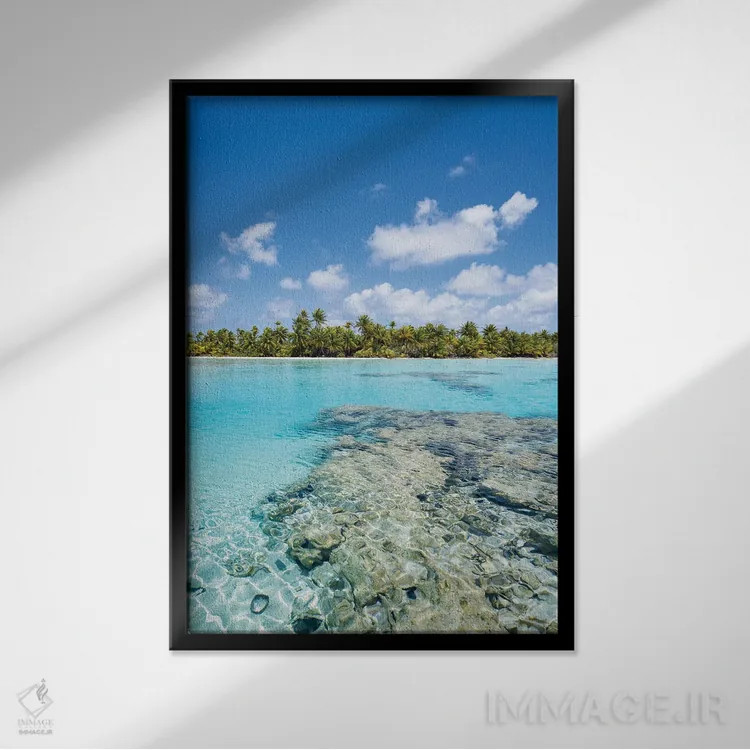 تابلو دکوراتیو Fakarava Atoll, French Polynesia,تالاب آبی، آتول فاکاراوا، پلی… اثر یان بکه - نمای قابدار مشکی