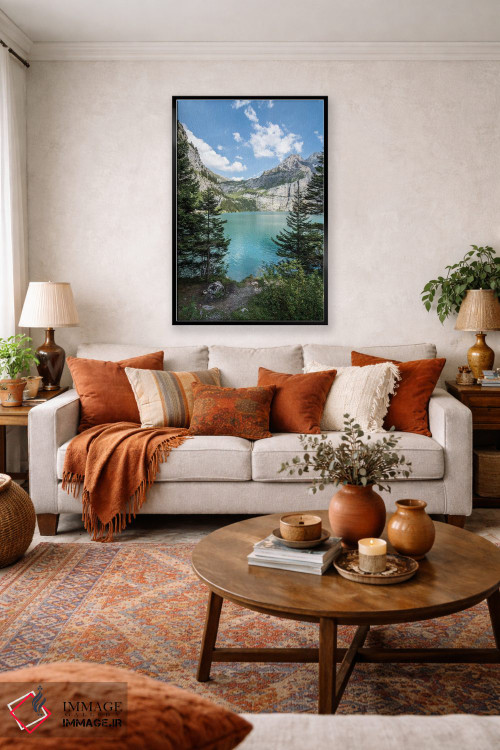 تابلو دکوراتیو دریاچه اوشینن در کوه های آلپ سوئیس اثر یان بکه - D5B