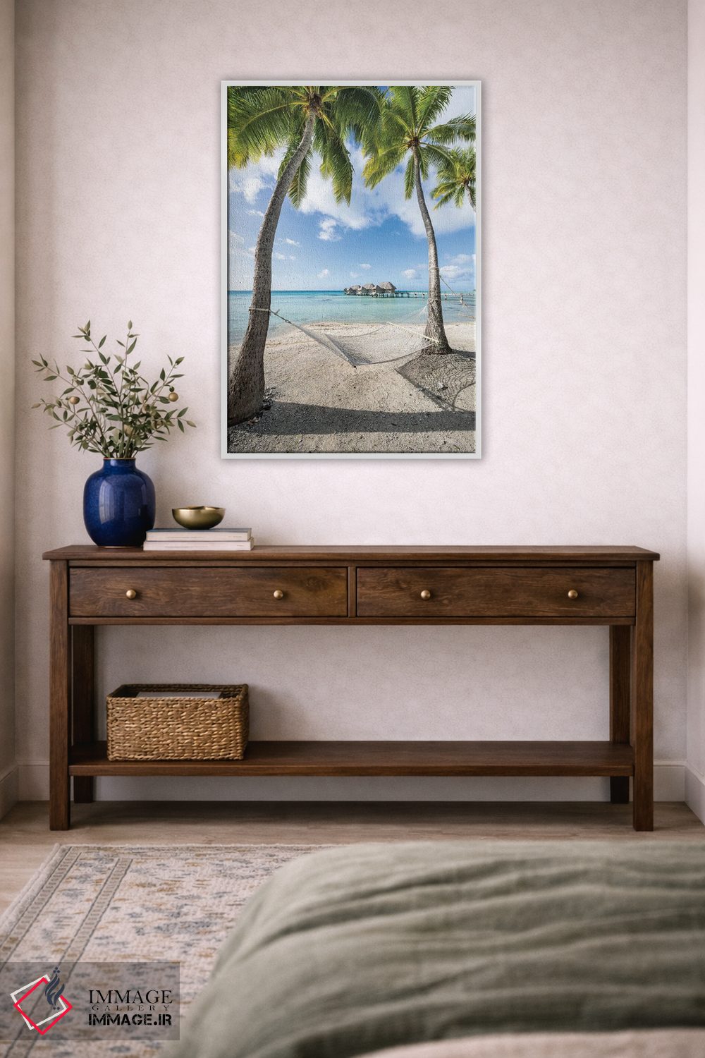 تابلو دکوراتیو تعطیلات تابستانی در تخت آویز در جزیره گرمسیری در مالدیو اثر یان بکه - D3W