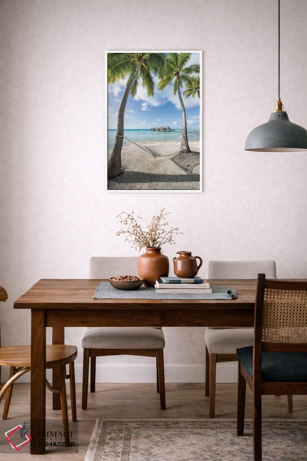 تابلو دکوراتیو تعطیلات تابستانی در تخت آویز در جزیره گرمسیری در مالدیو اثر یان بکه - D6W
