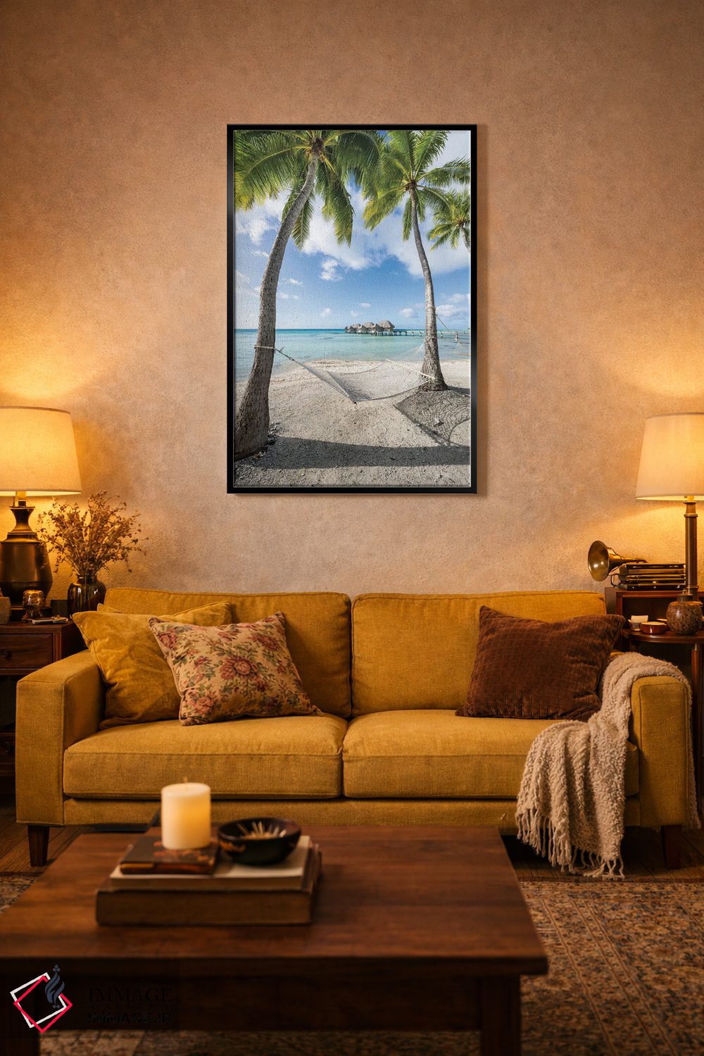 تابلو دکوراتیو تعطیلات تابستانی در تخت آویز در جزیره گرمسیری در مالدیو اثر یان بکه - D5B