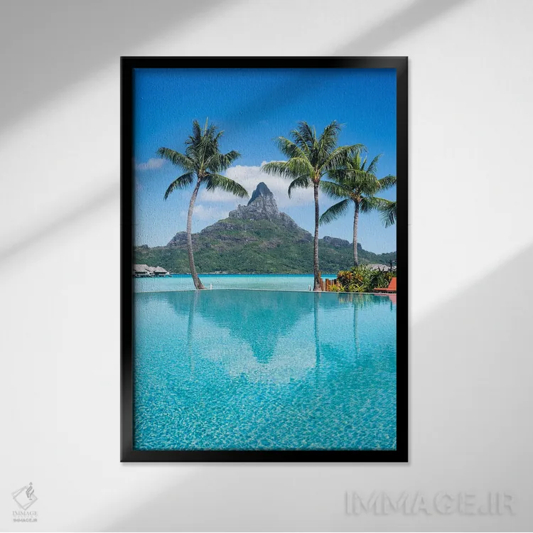 تابلو دکوراتیو تعطیلات تابستانی در بورا بورا، پلی نزی فرانسه اثر یان بکه - نمای قابدار مشکی