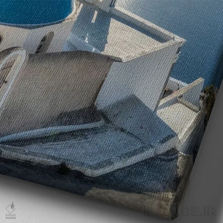 تابلو دکوراتیو Firostefani, Santorini, Greece,سه ناقوس کلیسای فیرا در تابستان… اثر یان بکه - نمای نزدیک بافت بوم