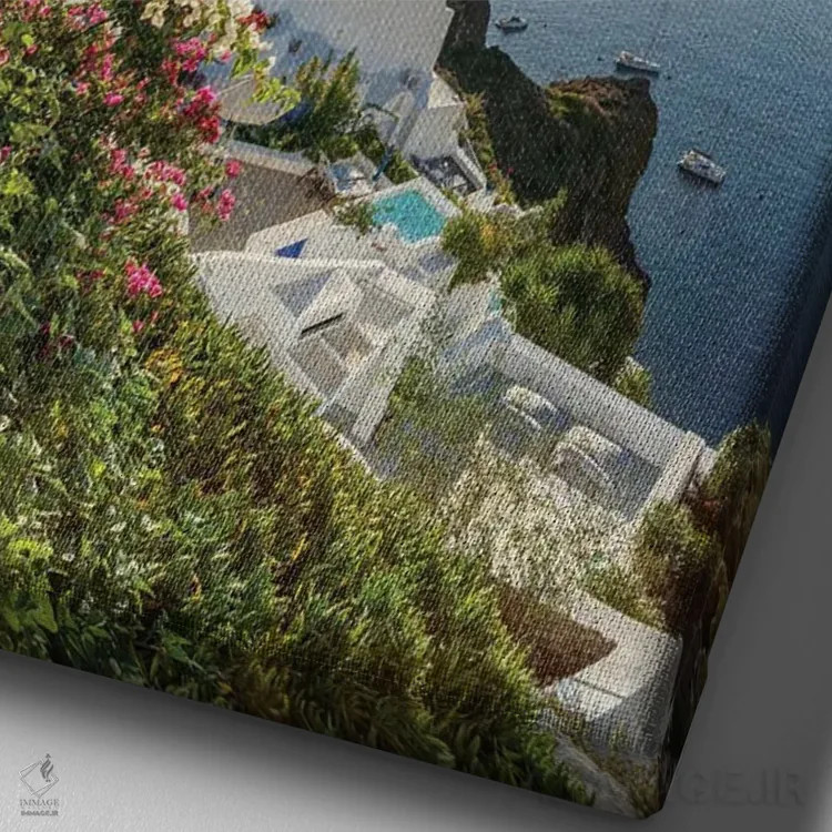 تابلو دکوراتیو Santorini , Greece,طلوع خورشید در اویا، سانتورینی ، یونان اثر یان بکه - نمای نزدیک بافت بوم