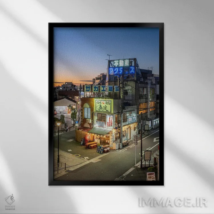 تابلو دکوراتیو Japan,رستوران ژاپنی در توکیو، ژاپن اثر یان بکه - نمای قابدار مشکی