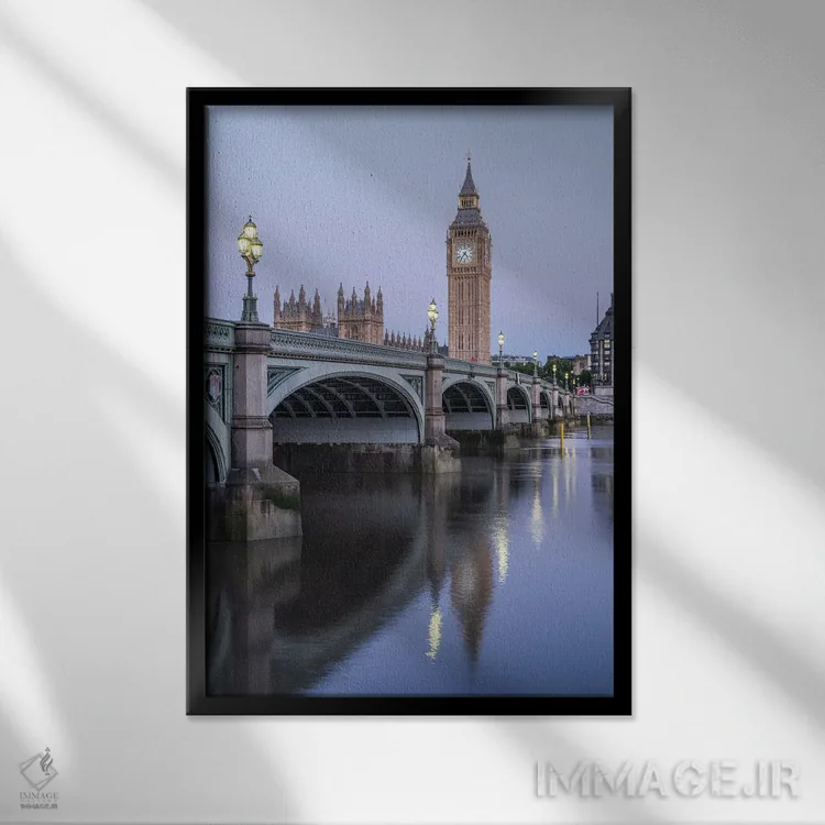 تابلو دکوراتیو London, United Kingdom,پل وست مینستر و برج ساعت بیگ بن، لندن، ب… اثر یان بکه - نمای قابدار مشکی