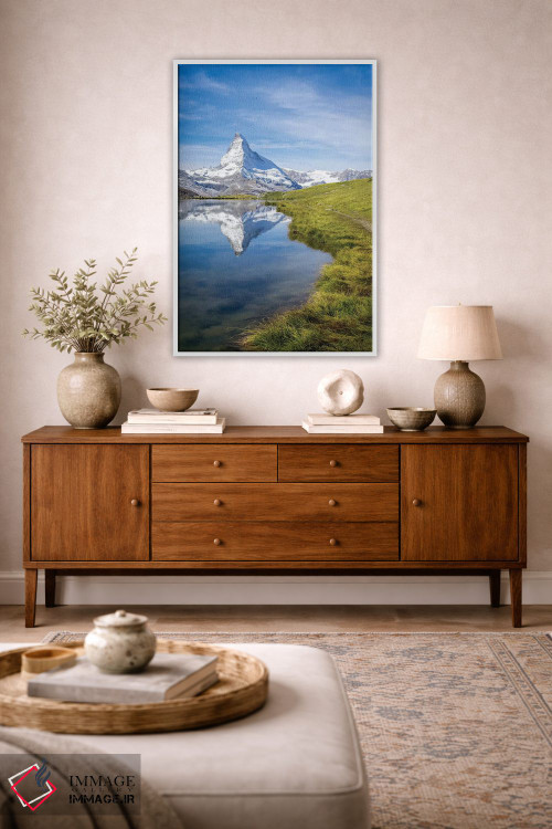 تابلو دکوراتیو دریاچه استلی و ماترهورن در تابستان اثر یان بکه - D3W