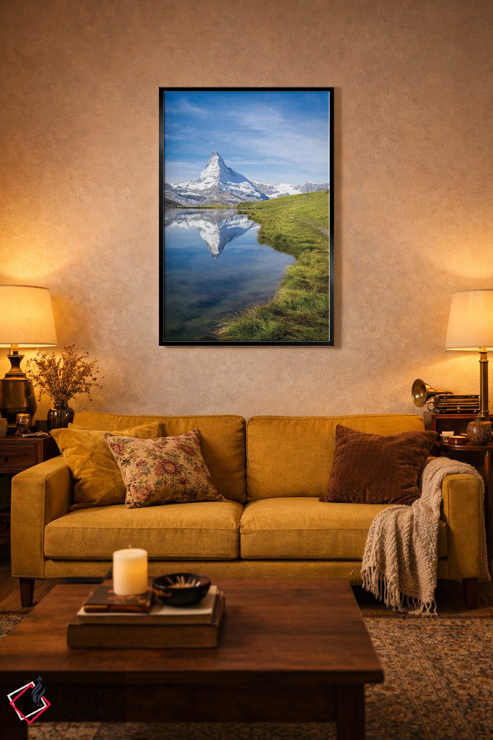 تابلو دکوراتیو دریاچه استلی و ماترهورن در تابستان اثر یان بکه - D4B