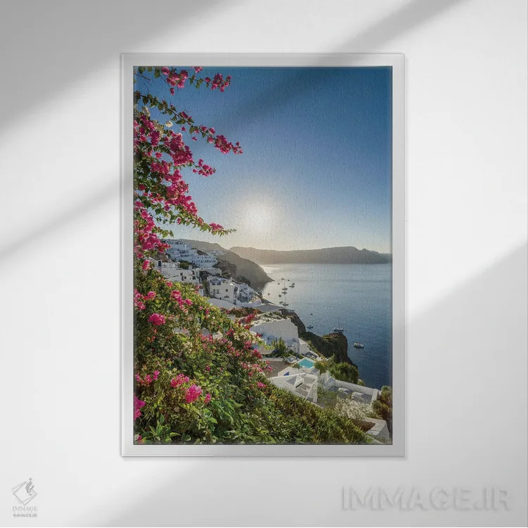 تابلو دکوراتیو Santorini , Greece,طلوع خورشید در اویا، سانتورینی ، یونان اثر یان بکه - نمای قابدار سفید
