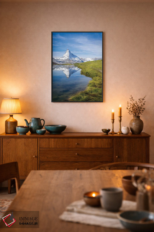 تابلو دکوراتیو دریاچه استلی و ماترهورن در تابستان اثر یان بکه - D6B