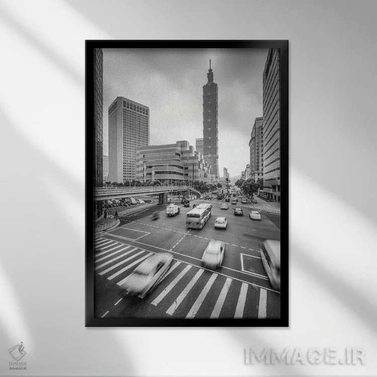 تابلو دکوراتیو Taiwan, Republic Of China,آسمان خراش تایپه ۱۰۱، تایوان، جمهوری… اثر یان بکه - نمای قابدار مشکی